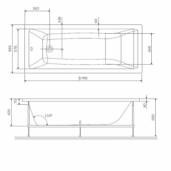 Каркас для ванны AM.PM Gem 170х70 (W93A-170-070W-R)