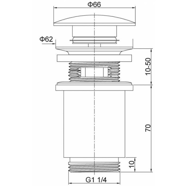 Донный клапан Timo черный, с переливом (8011/03) Донный клапан Timo черный, с переливом (8011/03)