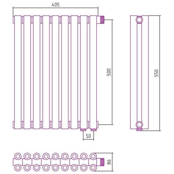 Дизайн-радиатор Сунержа Эстет-00 EU50 500*405 9 секций золотой (03-0322-5009)