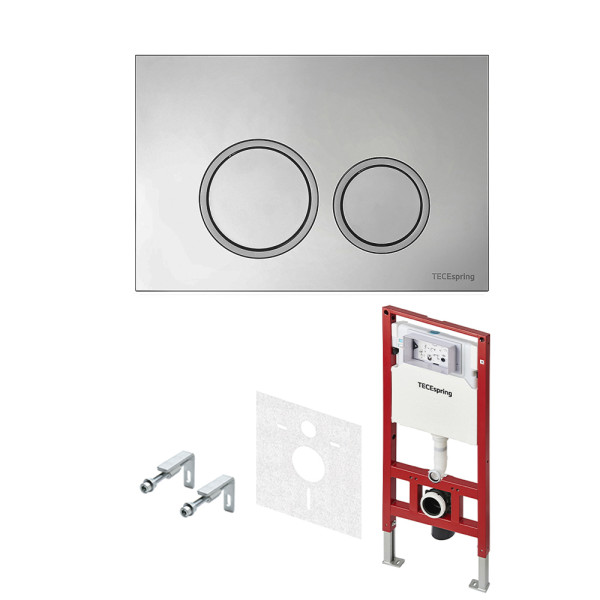 Инсталляция для подвесного унитаза TECE spring с клавишей смыва spring R хром глянцевый (S955101)