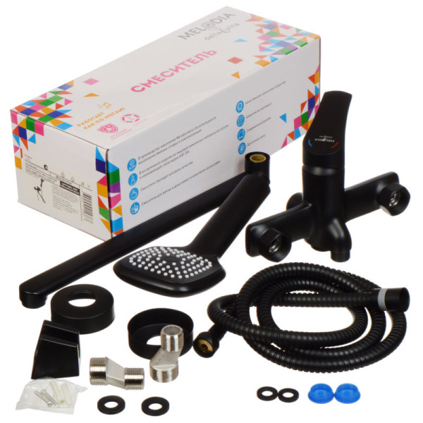 Смеситель для ванны и душа Melodia della vita Waltz черный (MDV30141bk) Смеситель для ванны и душа Melodia della vita Waltz черный (MDV30141bk)