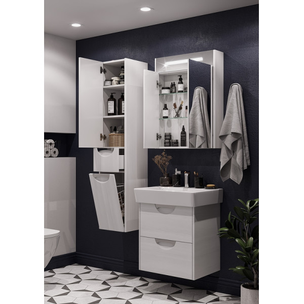 Шкаф зеркальный Aquaton Сильва 60 Дуб Полярный (1A216202SIW70)