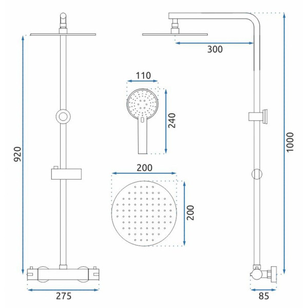 Душевая система с термостатом REA Bliss Black mat (REA-P8804) Душевая система с термостатом REA Bliss Black mat (REA-P8804)