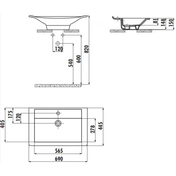 Раковина мебельная Creavit Minimal 70x45 белая (MN070-00CB00E-0000)