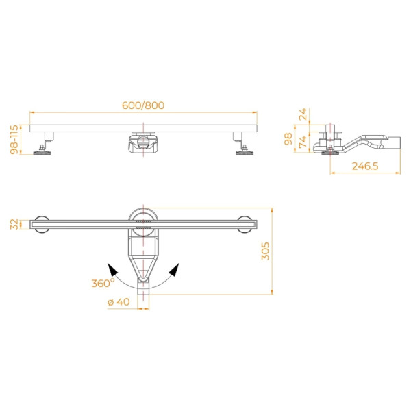 Душевой трап RGW SDR-51B 80 см черный (76215180-04)