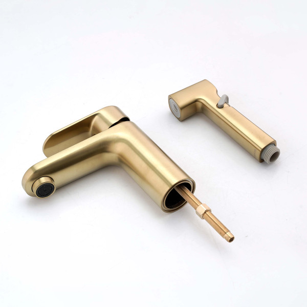 Смеситель для раковины Aquatek Ника золото шлифованное (AQ1812BG) Смеситель для раковины Aquatek Ника золото шлифованное (AQ1812BG)