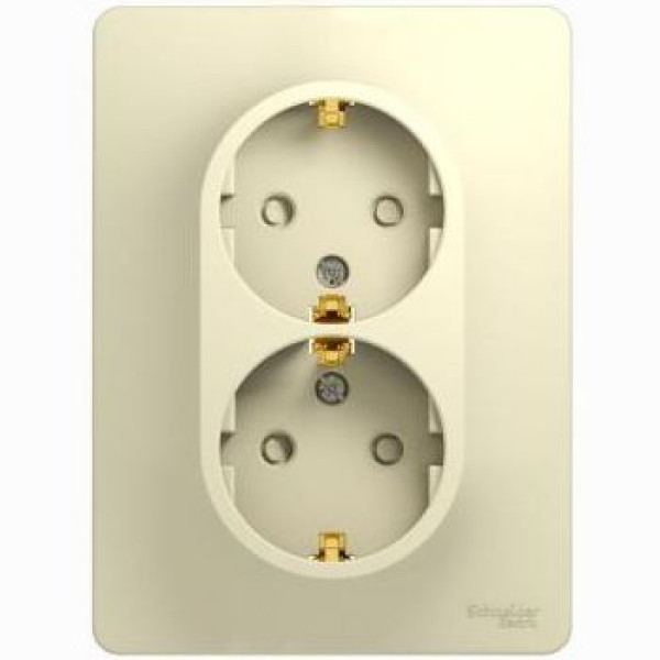 Розетка двойная с заземлением со шторками "Glossa" в сборе (белая) Розетка двойная с заземлением со шторками "Glossa" в сборе (белая)