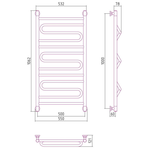 Полотенцесушитель водяной Сунержа Элегия+ 1000х500 белый (12-0205-1050) Полотенцесушитель водяной Сунержа Элегия+ 1000х500 белый (12-0205-1050)