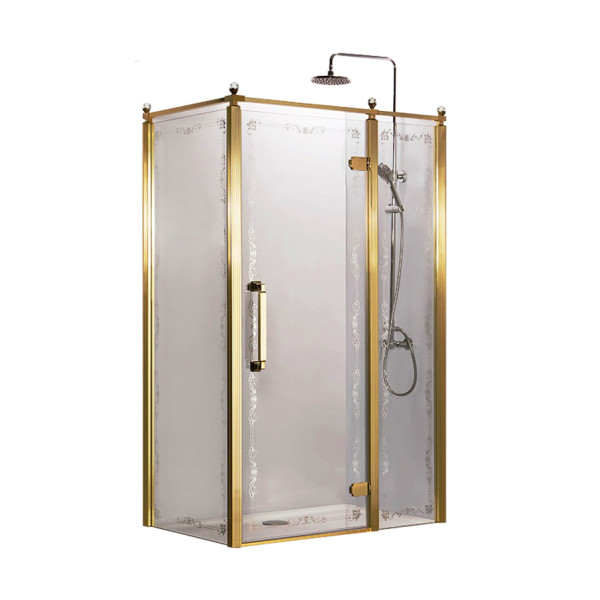 Душевое ограждение Azario Ontario 90х1200х200 R стекло матовое с узором профиль золото (AZ-NBB1231-R 90 GOLD)