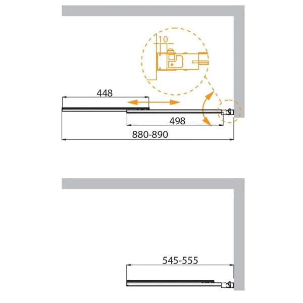Душевая шторка для ванны Cezares Slider 90x7x150 стекло прозрачное, профиль брашированное золото (SLIDER-VF-11-90/150-C-BORO)