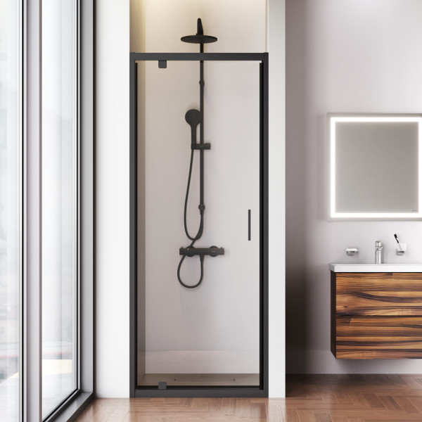 Душевая дверь AM.PM Gem 80x195 стекло прозрачное, профиль черный матовый (W90G-80-1P-BT)