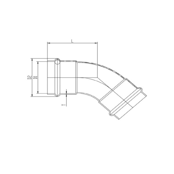 Угол 15*45 двухраструбный Vieir VER-PRO (нерж.сталь, пресс) (VPCL1515) Угол 15*45 двухраструбный Vieir VER-PRO (нерж.сталь, пресс) (VPCL1515)