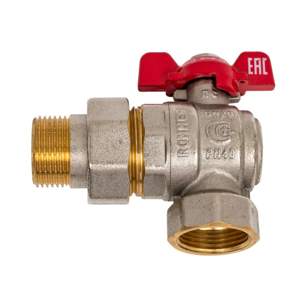 Кран угловой 3/4" шаровый со сгоном Rommer (ГОСТ, красная бабочка) RBV-0006-2610220 Кран угловой 3/4" шаровый со сгоном Rommer (ГОСТ, красная бабочка) RBV-0006-2610220