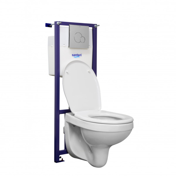 Комплект инсталляция с унитазом Santeri Альфа с сиденьем полипропилен, с панелью смыва хром (1.3815.9.S00.00B.0)