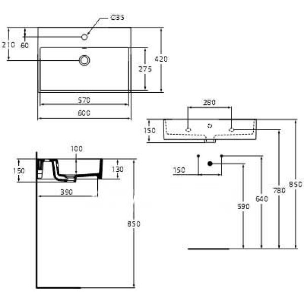 Раковина подвесная Ideal Standard Strada 130x420x600 (K077801)