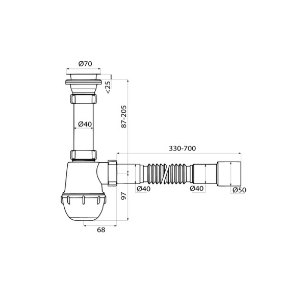 Сифон для раковины Iddis 1 1/2"x40 с выпуском и гофротрубой 40/50 (900AVG0010VD)