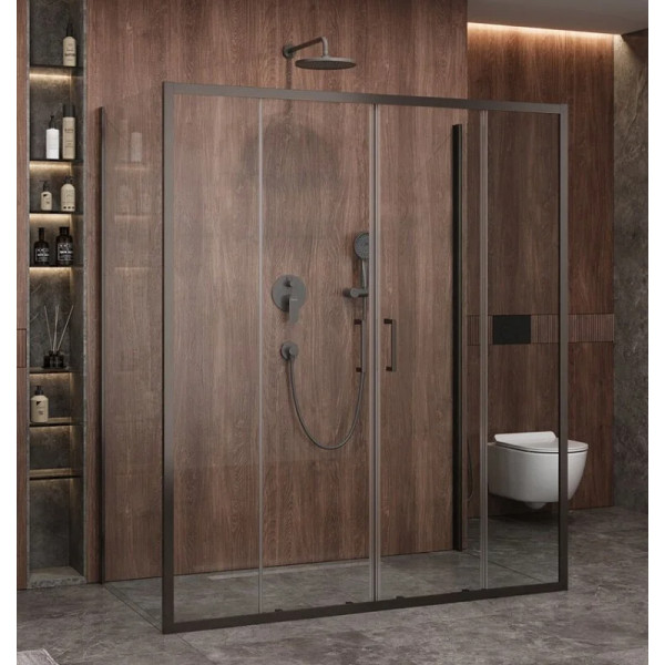 Душевой уголок Cezares Molveno 170x90x195 стекло прозрачное, профиль оружейная сталь (MOLVENO-AH-2/2-170/90-C-GM-IV)
