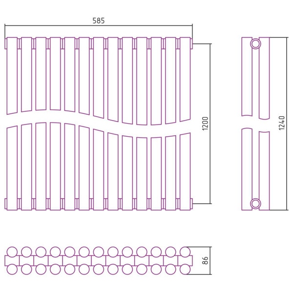 Дизайн-радиатор Сунержа Эстет-11 1200*585 13 секций белый (12-0302-1213)