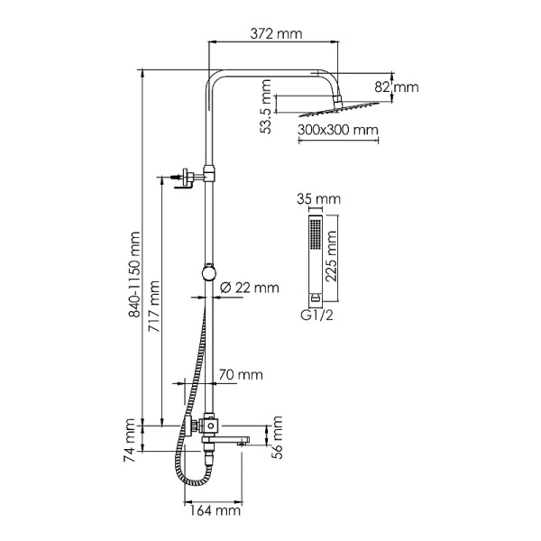 Душевая система WasserKRAFT хром (A199.118.103.010.CH Thermo)
