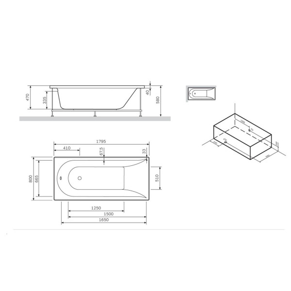 Каркас для ванны AM.PM Spirit 180 (W72A-180-080W-R2)