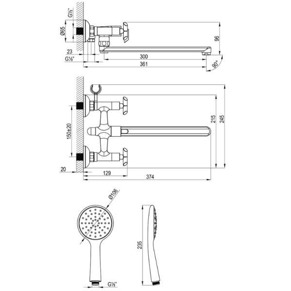 Смеситель для ванны и душа Lemark Practica хром (LM7541C)