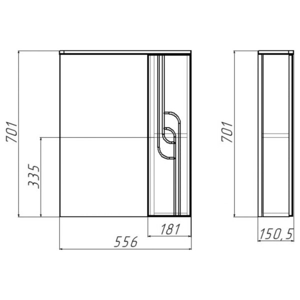 Шкаф зеркальный Домино Лилия 55 правый (DA2007HZ) Шкаф зеркальный Домино Лилия 55 правый (DA2007HZ)