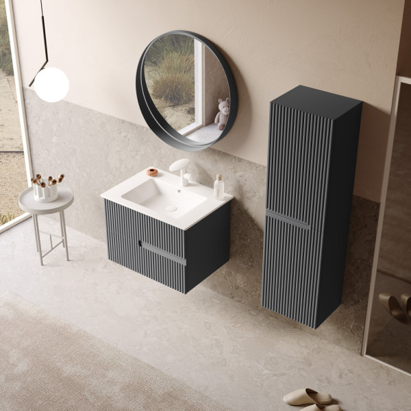 Тумба подвесная Orka Moonlight 710x510x510 с раковиной антрацит матовый (5003439)