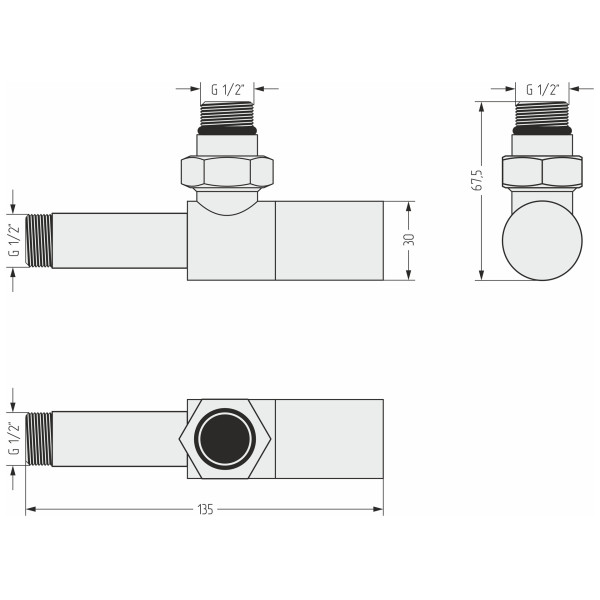 Вентиль угловой Сунержа 1/2"х1/2" НР цилиндр матовый черный (31-1400-1212)