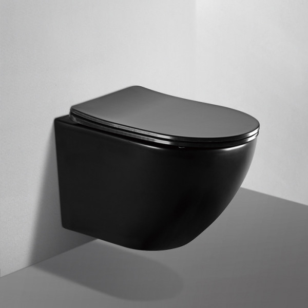 Унитаз подвесной Abber Bequem безободковый, черный матовый (AC1100MB)