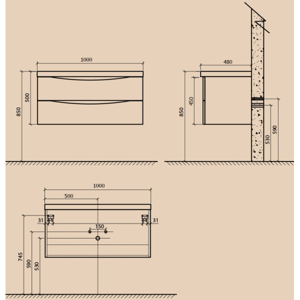 Тумба подвесная BelBagno Ancona-N 1000x480x450 белый глянцевый (ANCONA-N-1000-2C-SO-BL)