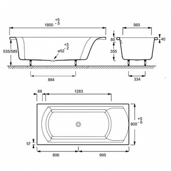 Ванна акриловая Jacob Delafon Ove 180*80 (E60143RU-00)