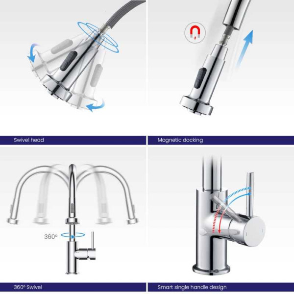 Смеситель для кухни Timo Saona хром, с выдвижным изливом (2316/00FL) Смеситель для кухни Timo Saona хром, с выдвижным изливом (2316/00FL)