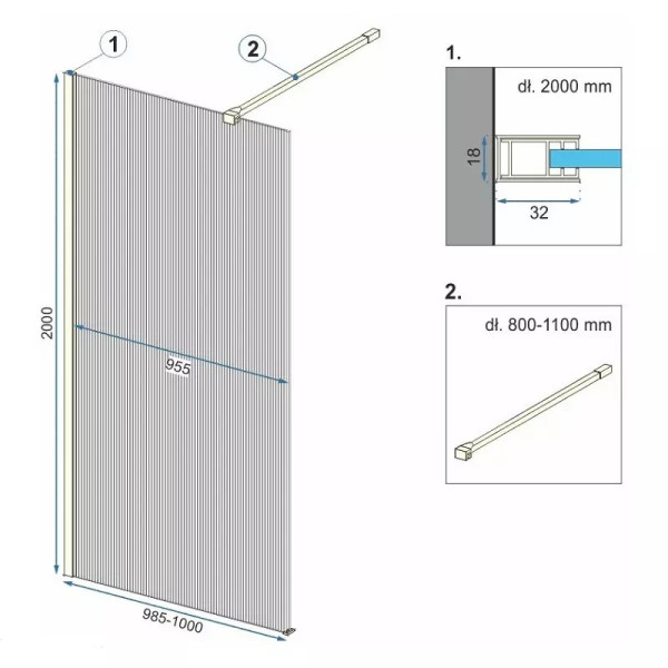 Душевое ограждение Rea Aero intimo 100x200 стекло прозрачное, профиль золото матовое (REA-K4126)