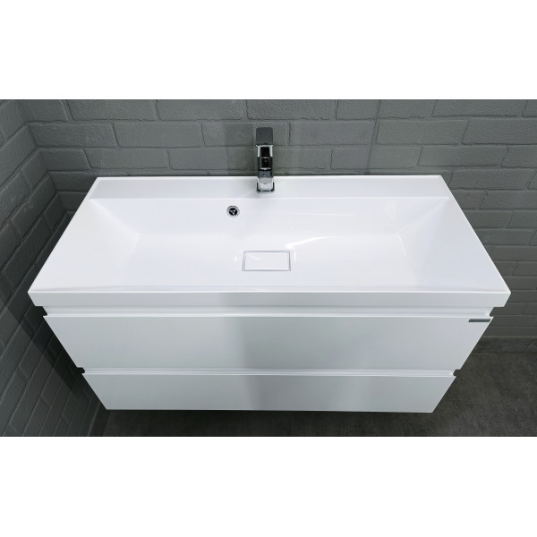 Тумба подвесная под умывальник Bazis 100 Graffo белый глянец В2 Домино (DGr2403T)