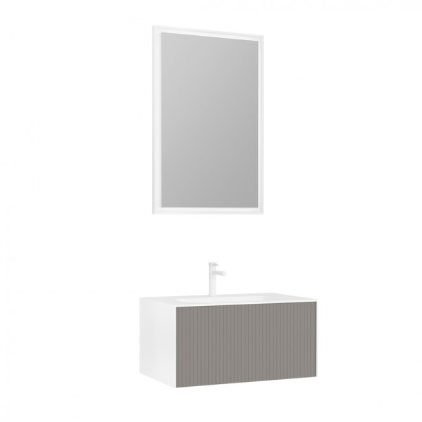 Тумба подвесная Orka Cube 800x490x400 с раковиной бежевый матовый (3000373)