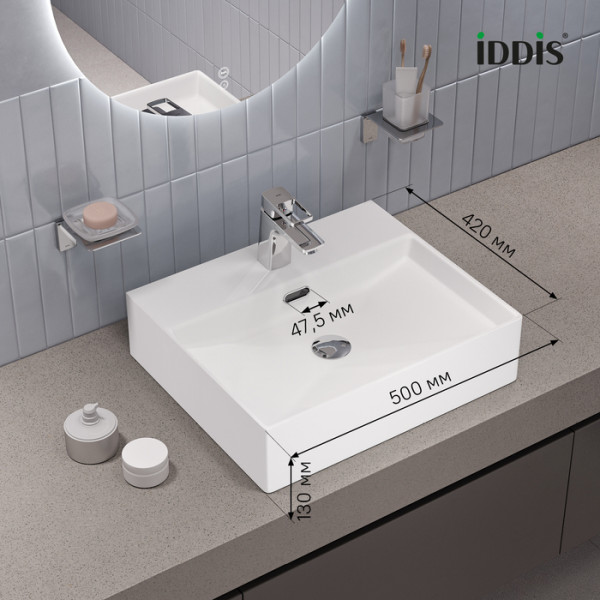 Раковина накладная Bild 50x42 белый глянцевый Iddis (BILWS50i27)
