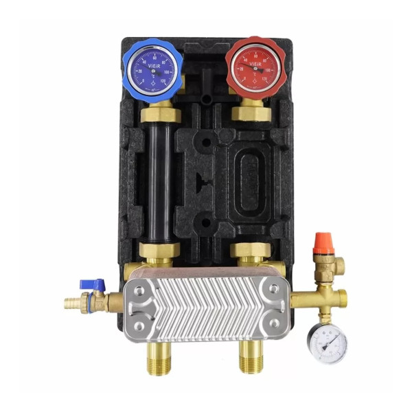 Насосная группа с теплообменником на 28 пластин DN 25 Vieir (без насоса) (VR222)