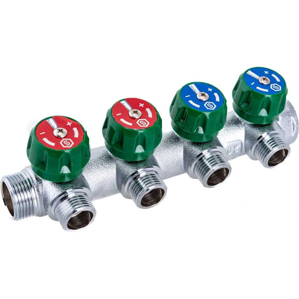 Коллектор 4 отвода регулируемый 3/4"x1/2" Stout (хром) (SMB-6849-341204) Коллектор 4 отвода регулируемый 3/4"x1/2" Stout (хром) (SMB-6849-341204)