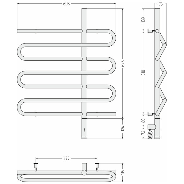 Полотенцесушитель электрический Сунержа Эпатаж 3.0 800x600 провод справа матовый белый (30-5851-8060)