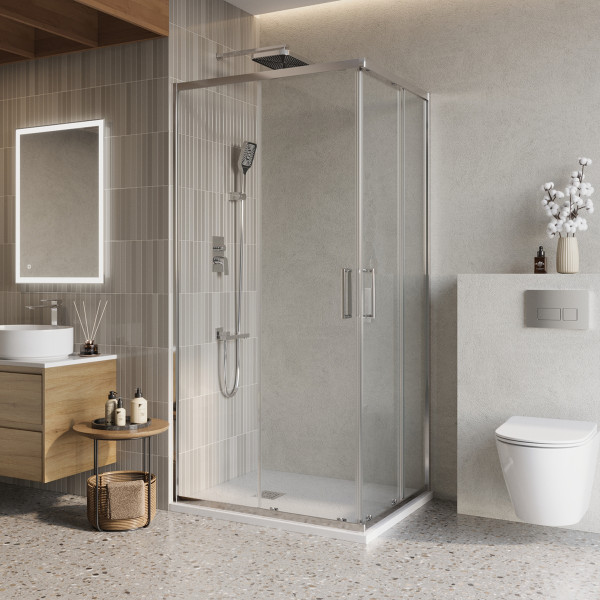 Душевой уголок BelBagno Luce 100x80x195 стекло прозрачное, профиль хром (LUCE-AH-2-100/80-C-Cr)