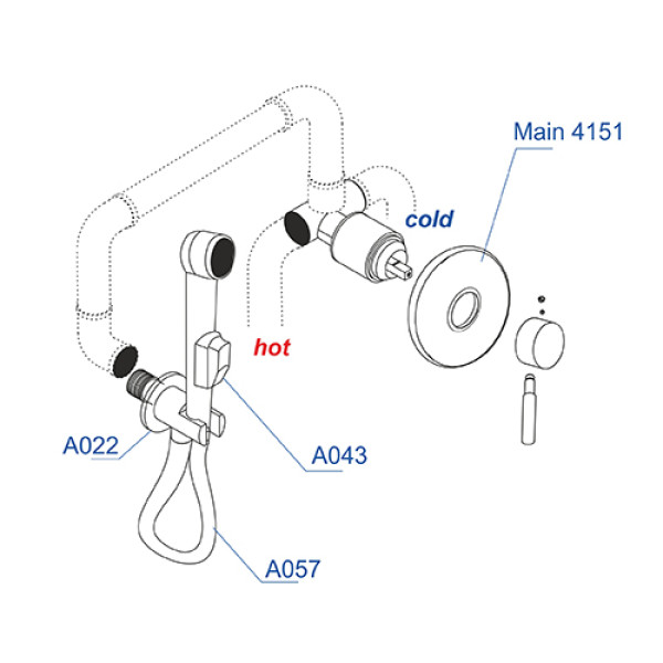 Смеситель с гигиеническим душем WasserKRAFT A04157 со шлангом 120 см