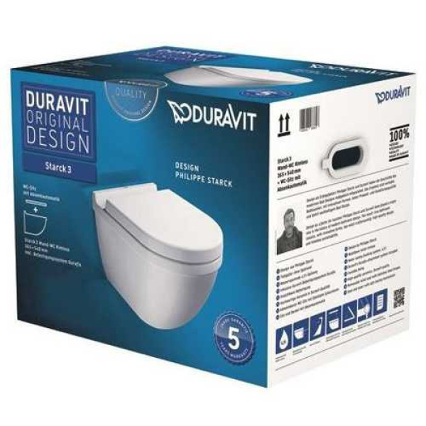 Унитаз подвесной Duravit Starck 3 365х540х310 с сиденьем soft-close (42250900A1)