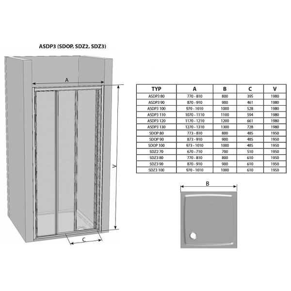 Дверь душевая Ravak Supernova ASDP3-120 121x198 стекло прозрачное, профиль сатин (0VG0UR2Z1) Дверь душевая Ravak Supernova ASDP3-120 121x198 стекло прозрачное, профиль сатин (0VG0UR2Z1)