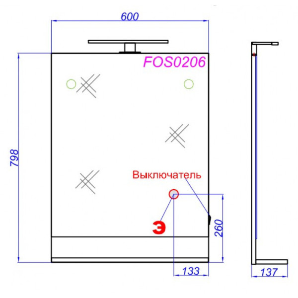 Зеркало Aqwella Foster 600x800x180 дуб сонома (FOS0206DS)