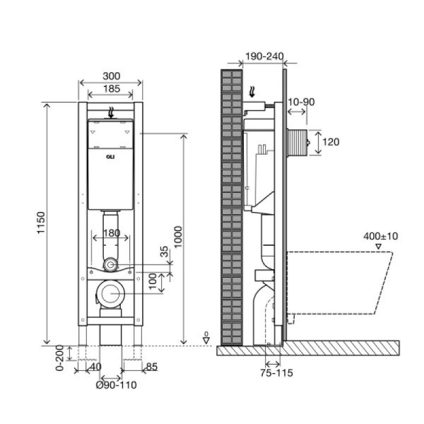 Инсталляция для унитаза Oli Quadra Total Black (886667 )