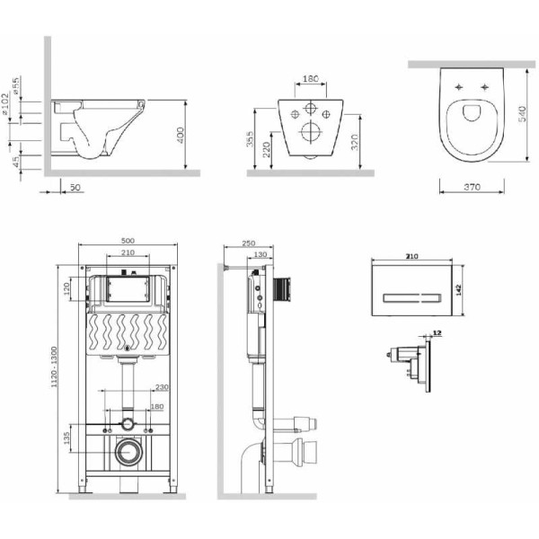 Комплект инсталляция с унитазом и клавишей AM.PM Inspire (IS450A38.501700)