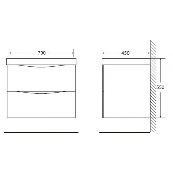 Тумба подвесная BelBagno Marino-CER 70 Bianco Lucido (MARINO-CER-700-2C-SO-BL-P)