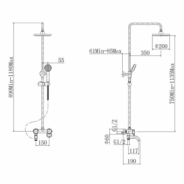 Душевая система Fashun хром (A2422)