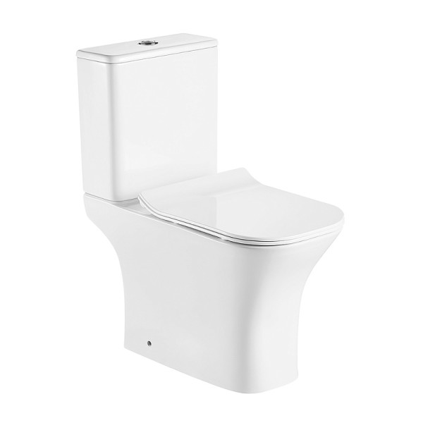 Унитаз напольный Fretta Square безободковый с бачком и сиденьем микролифт 650x340x790 (AZ-5121)