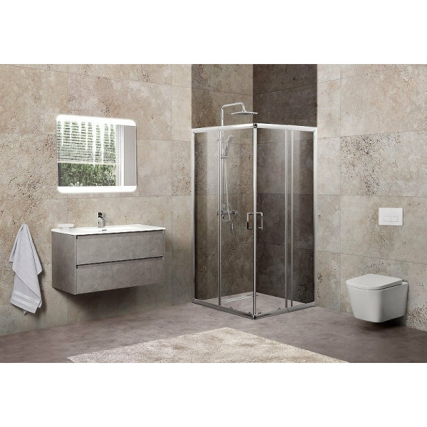 Душевой уголок BelBagno Unique 75x75x190 стекло прозрачное, профиль хром (UNIQUE-A-2-75/90-C-Cr)